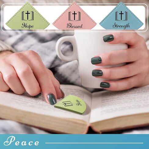 10 Pcs Christian Leather Bookmarks Corner for Bible Page Corner Inspirational Bookmarks Religious Christian Gifts for Church Supplies Reading Rewards Giveaways(Morandi) in Kuwait