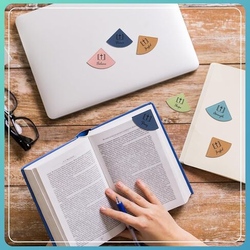 10 Pcs Christian Leather Bookmarks Corner for Bible Page Corner Inspirational Bookmarks Religious Christian Gifts for Church Supplies Reading Rewards Giveaways(Morandi) in Kuwait