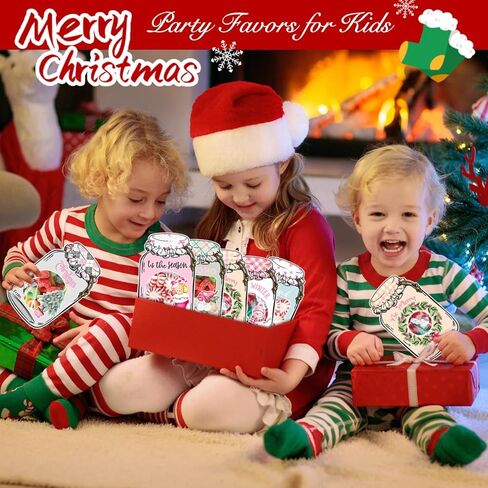 AZEEBOI 48 Pack Christmas Treat Bags - Small Christmas Gift Bags DIY Mason Jar Cards, Pink Christmas Party Decorations Candy Bags Favors for School Classroom Kids in Saudi Arabia