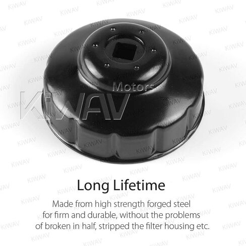 أداة مفتاح ربط غطاء فلتر الزيت KiWAV لمرشحات زيت Harley Spin-on 1984-2021 (باستثناء '15-أحدث XG) مرشحات زيت كام مزدوجة مع مزامير 76 × 14 (مستشعر كرنك) in Saudi Arabia