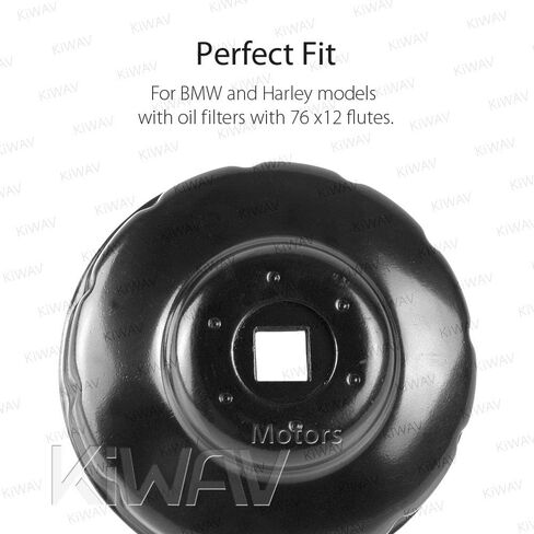 أداة مفتاح ربط غطاء فلتر الزيت KiWAV لمرشحات زيت Harley Spin-on 1984-2021 (باستثناء '15-أحدث XG) مرشحات زيت كام مزدوجة مع مزامير 76 × 14 (مستشعر كرنك) in Saudi Arabia