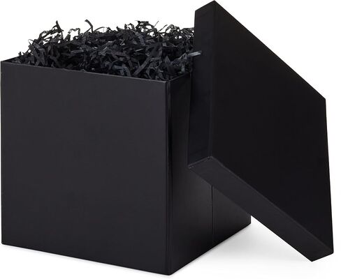 Hallmark Medium Gift Box with Lid and Shredded Paper Fill (Black 7 inch Box) for Weddings, Graduations, Birthdays, Father's Day, Groomsmen Gifts, All Occasion in Saudi Arabia
