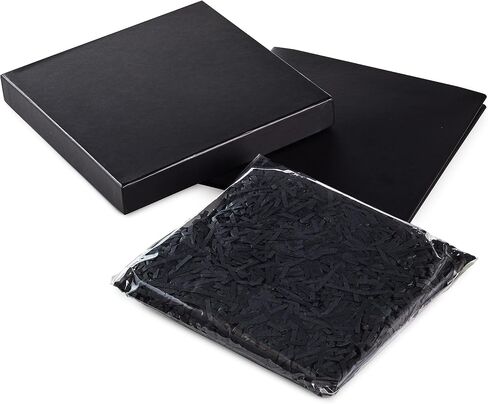 Hallmark Medium Gift Box with Lid and Shredded Paper Fill (Black 7 inch Box) for Weddings, Graduations, Birthdays, Father's Day, Groomsmen Gifts, All Occasion in Saudi Arabia