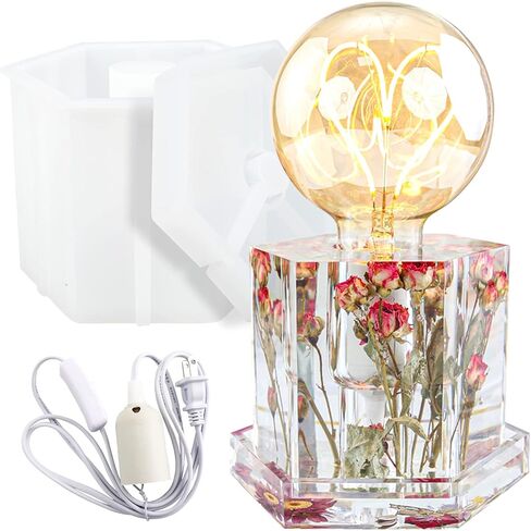 Lamp Resin Silicone Mold Cylinder Bulb Holder Stand with Light Socket 4inch Tall in Saudi Arabia