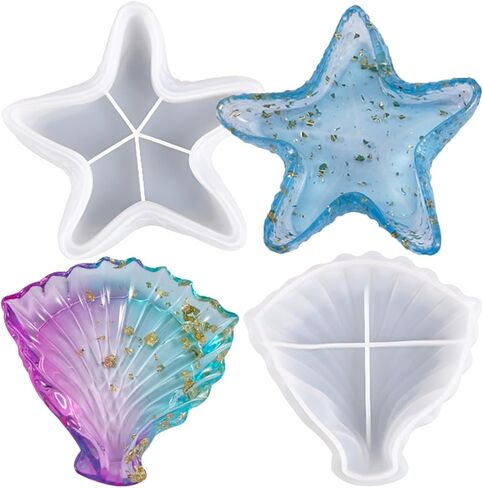 2 قطعة صينية نجم البحر قالب سيليكون قالب صينية المجوهرات قالب حامل الشموع لوحة المجوهرات قالب السيليكون قالب راتنجات الايبوكسي قالب عرض الحلي حاوية تخزين قالب الطبق DIY بها بنفسك الحرف اليدوية ديكور المنزل in Kuwait