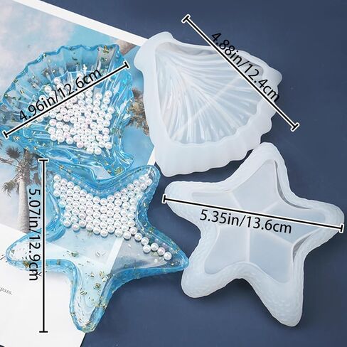2 قطعة صينية نجم البحر قالب سيليكون قالب صينية المجوهرات قالب حامل الشموع لوحة المجوهرات قالب السيليكون قالب راتنجات الايبوكسي قالب عرض الحلي حاوية تخزين قالب الطبق DIY بها بنفسك الحرف اليدوية ديكور المنزل in Kuwait