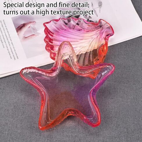 2 قطعة صينية نجم البحر قالب سيليكون قالب صينية المجوهرات قالب حامل الشموع لوحة المجوهرات قالب السيليكون قالب راتنجات الايبوكسي قالب عرض الحلي حاوية تخزين قالب الطبق DIY بها بنفسك الحرف اليدوية ديكور المنزل in Kuwait