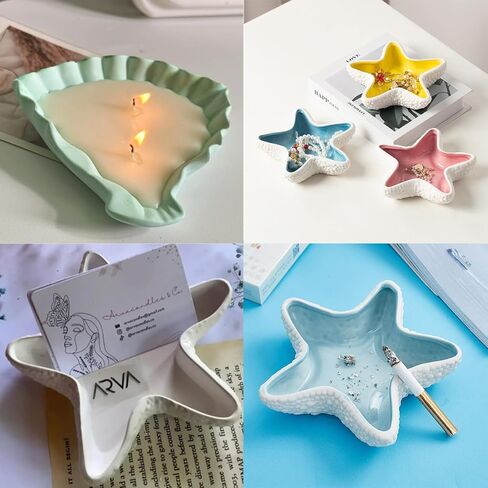 2 قطعة صينية نجم البحر قالب سيليكون قالب صينية المجوهرات قالب حامل الشموع لوحة المجوهرات قالب السيليكون قالب راتنجات الايبوكسي قالب عرض الحلي حاوية تخزين قالب الطبق DIY بها بنفسك الحرف اليدوية ديكور المنزل in Kuwait