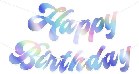 HOUSE OF PARTY Pre-Strung Happy Birthday Banner-No DIY | 6 Feet Pink Shiny Iridescent Happy Birthday Letters Banner Sign, Birthday Hanging Garland Decorations Party Supplies for Girls Women in Saudi Arabia