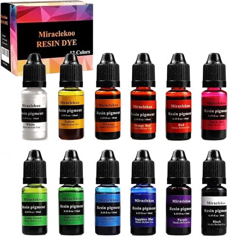 12 Colors Epoxy Resin Color Dye Colorant Liquid Epoxy Resin Pigment,10ml Each,Translucent in Kuwait