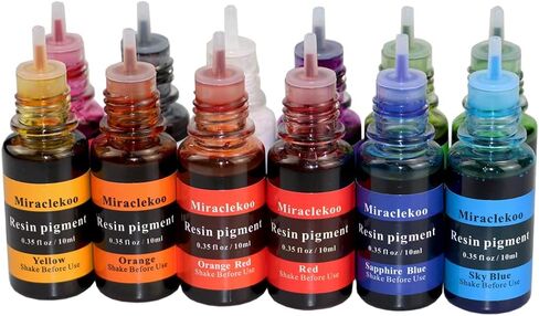 12 Colors Epoxy Resin Color Dye Colorant Liquid Epoxy Resin Pigment,10ml Each,Translucent in Kuwait