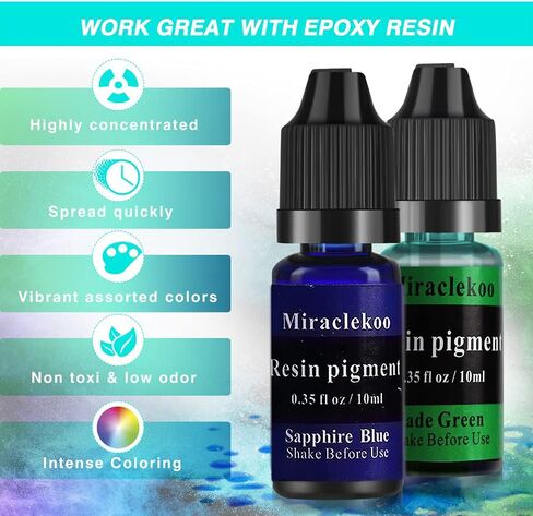 12 Colors Epoxy Resin Color Dye Colorant Liquid Epoxy Resin Pigment,10ml Each,Translucent in Kuwait
