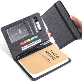 Journal Cover for Field Notes Compatible with Moleskine Cahier's Notebook Waterproof Fabric, Multifunctional Organizer with Pen Loop, Business Card Holder, for 3.5" x 5.5" pocket notebook