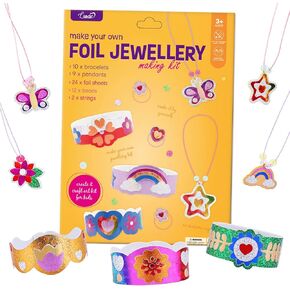 Foil Art Craft for Kids - Foil Jewellery Making Kit - No Mess Art Kit Toys for Kids, DIY Craft Supplies for Girls 4-6, Christmas Birthday Gifts for Girls Ages 4, 5, 6, 7, 8, 9