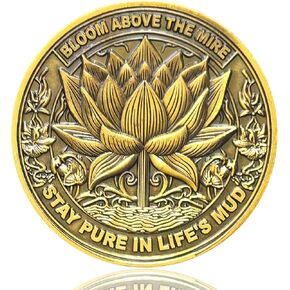 Bloom Above The Mire Lotus Sobriety Coin Serenity Prayer AA Medallion for Daily Encouragement