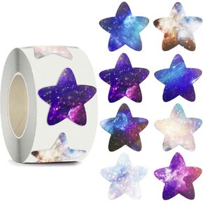 Star Stickers Kids Reward Sticker: 1inch Reward Sticker Roll 8 Colored Sparkly Foil Star Glitter Stickers for Behavior Chart Student Planner Happy Face Shiny Classroom Teacher Supplies (Purple Series)