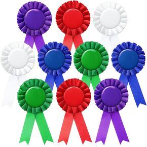 10 PCS Blank Award Ribbons, 1st Place Ribbon Winner Victory Participation Ribbon, Rosette Award Ribbons Prize Ribbons for Sport Event, School, Contest (Colorful)