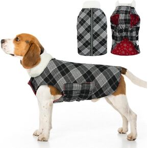 Cold Weather Dog Coats, Windproof Dog Winter Jacket for Medium Dogs, Adjustable Warm Soft Dog Vest, Medium Dog Coat for Schnauzer, Red M