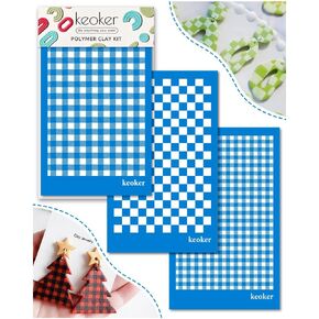 KEOKER Buffalo Plaid Silk Screen for Polymer Clay, Checker Silk Screen Stencils for Polymer Clay, Printing on Clay & Other Jewelry Clay Earrings Decoration, Each 6" X 3.8" (Buffalo Plaid)