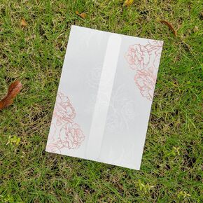 100 Pack Vellum Jackets for 5x7 Invitations - Pre-Folded Vellum Paper 5x7, 130GSM Translucent Wedding Invitations Wraps for Wedding, Baby Shower, Birthday Invitation (Gold Foil Rose Pattern)