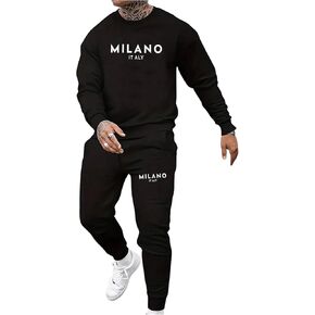 GORGLITTER Men's 2 Piece Sweat Suits Outfits Letter Graphic Crewneck Sweatshirt and Sweatpants Tracksuit Sets