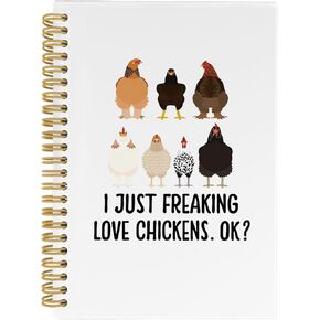 Chicken Gifts Spiral Notebook, Chicken Gifts for Chicken Lovers, Chicken Notebook, I Just Freaking Love Chickens 5.5"x8.3" 164pages Notebooks College Ruled, Funny Journal for Farm Girls Women