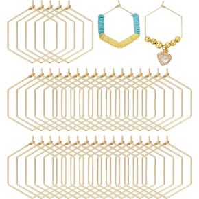 UNICRAFTALE 80Pcs Stainless Steel Ear Wire Hexagonal Earrings Wine Glass Charms Real 18K Gold Plated Hoop Earring 25mm Diameter for DIY Jewelry Making