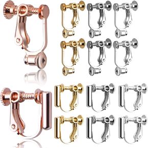 Earring Converter Findings,16pcs Clip-on Earring Converters Earring Clip Components and 16pcs Silicone Earring Cushions for Non-Pierced Ears,2 Styles and 4 Colors