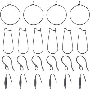 UNICRAFTALE 4 Styles DIY Earrings Making Finding Kit 304 Stainless Steel Hoop Earring and Earring Hooks Electrophoresis Black Hoop Earrings Metal Earring Components for Jewlery Making