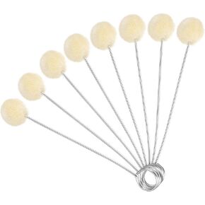 uxcell 20 Pcs Wool Daubers Ball Leather Dye Tool 5.9" Length Wool Balls Brush with Steel Handle for DIY Crafts Projects
