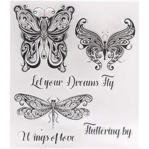 Arrietty Let Dream Fly Butterfly Dragonfly Clear Stamps for Card Making Decoration and DIY Scrapbooking Tools Rubber Stamps