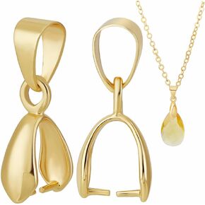 Beebeecraft 1 Box 30Pcs Pendant Pinch Bails 24K Gold Plated Ice Pick Pinch Clip Bail Clasps Connectors Charm for DIY Necklace Jewellery Making