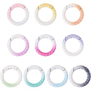 26Pcs 25mm Round Keychain Alloy Key Rings Cute Spring Gate Rings Snap Hook Sweetheart Clasps Clips Small Keyrings Carabiner Buckles for Bag Purse Strap Keychain Making Findings