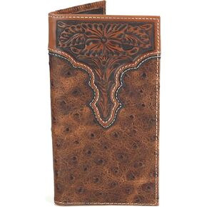 ARIAT Western Wallet Mens Rodeo Ostrich Floral Embossed Brown A3553102