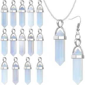 16 Pieces Hexagonal Crystal Pendulum Pendants Crystal Pendants Necklaces Quartz Pendants Stone Natural Charms Healing Stone Necklace Crystal Pendants for Jewelry Making