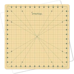 SMARTOP 14"x14" Rotating Self Healing Cutting Mat, Non-Slip Non-Reflective, Good for Quilting, Sewing, Crafts, Scrapbooking, Molandi Yellow