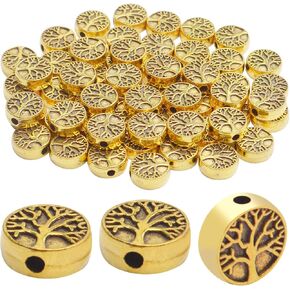60pcs Antique Tree of Life Beads Mixed Loose Spacer Beads Metal Jewelry Findings for Making Necklace Bracelet Craft,3 Colors