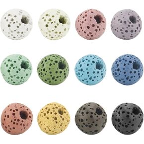 BEADNOVA 8mm Colorful Lava Rock Stone Gemstone Semi Precious Stone Beads Round Loose Beads for Jewelry Making Findings Accessories (240pcs, Assorted Colors Box Set)