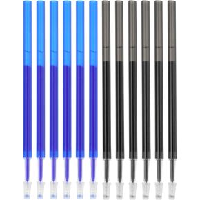 PATIKIL Erasable Gel Pen Refills, 24 Pcs Gel Ink Pens Refills Press Click Pen Fine Point 0.5mm Retractable Pens for Planner Writing Painting, Black and Blue