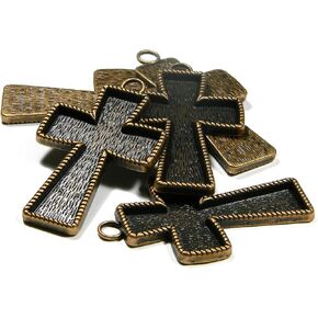5 Big 2 3/4 inch Cross Pendant Charm Finding with Embellishing Bezel Cup Setting