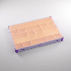 Gamegenic Token Silo XL Convertible - Versatile Storage Solution for Tabletop Gaming Accessories, 15 Removable Trays in 5 Different Sizes, Stackable Token Box, Purple/Orange Color, Made