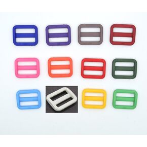 12pcs 1" Colorful Plastic Tri-glide Triglides Slides Buckles Belt buckle Package Accessories mix 12 colors