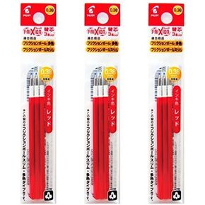 Pilot Gel Ink Refills for FriXion Ball 3 Gel Ink Multi Pen & FriXion Ball Slim 038 Gel Ink Pen, 0.38mm, Red Ink, 3 Packs 9 refills total Value Set