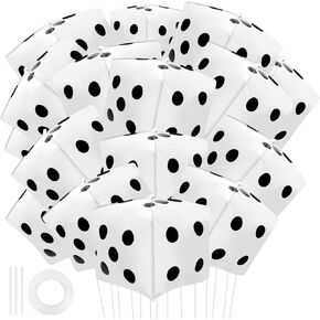 30 PCS Jumbo Cube Dice Balloons, Casino Foil Dice Balloons Square Inflatable Dice Balloon for Party Decor Vegas Game Night Prom Activities Photo Props Supplies (White)