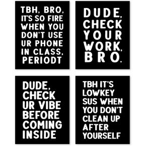 Hxlac Funny High School Classroom Wall Art Prints Set of 4 Unframed - Middle School Classroom Decor, High School Classroom Posters, Funny Classroom Wall Decor for Middle High School(12x16 Inches)