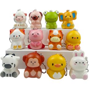 funnysquee 20 Pack Animal Squishies Toys Keychains Set,Party Favors Mini Animals Stress Relief Slow Rising Squeeze Toys,Birthday Gift,Classroom Prizes,Goodie Bag for Kids(Random Style)