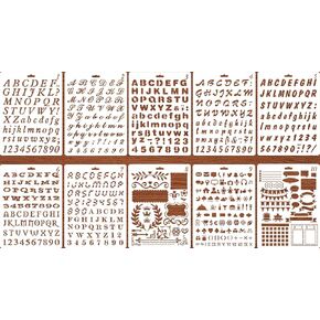 مجموعة من 10 قوالب استنسل رسم أرقام الحروف الأبجدية البلاستيكية لمخطط استنسل مجلة الرصاص/سجل القصاصات/مشاريع الرسم اليدوية DIY، ارتفاع الحروف حوالي 2.54 سم in Kuwait