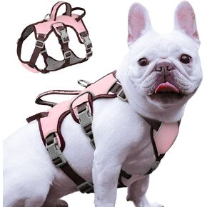 Forestpaw Escape Proof Dog Harness Small Medium Sized Dog,No Pull Dog Harness with Handle,Reflective Breathable Full Body Dog Vest Adjustable Puppy Harness for Walking(Pink&Brown,Chest 15-25")