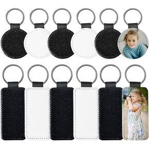 BUUFAN 12/18 PCS Sublimation Blank Keychain Heat Transfer PU Leather Keychain Heart Shape keychain for Present DIY Making