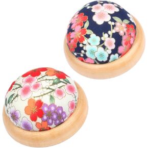 JFFX 2 حزم دبوس وسادة، قاعدة خشبية إبرة Pincushions النمط الياباني جولة على شكل دبوس وسائد حاملي الإبرة لخياطة اللحف أو الحرف اليدوية